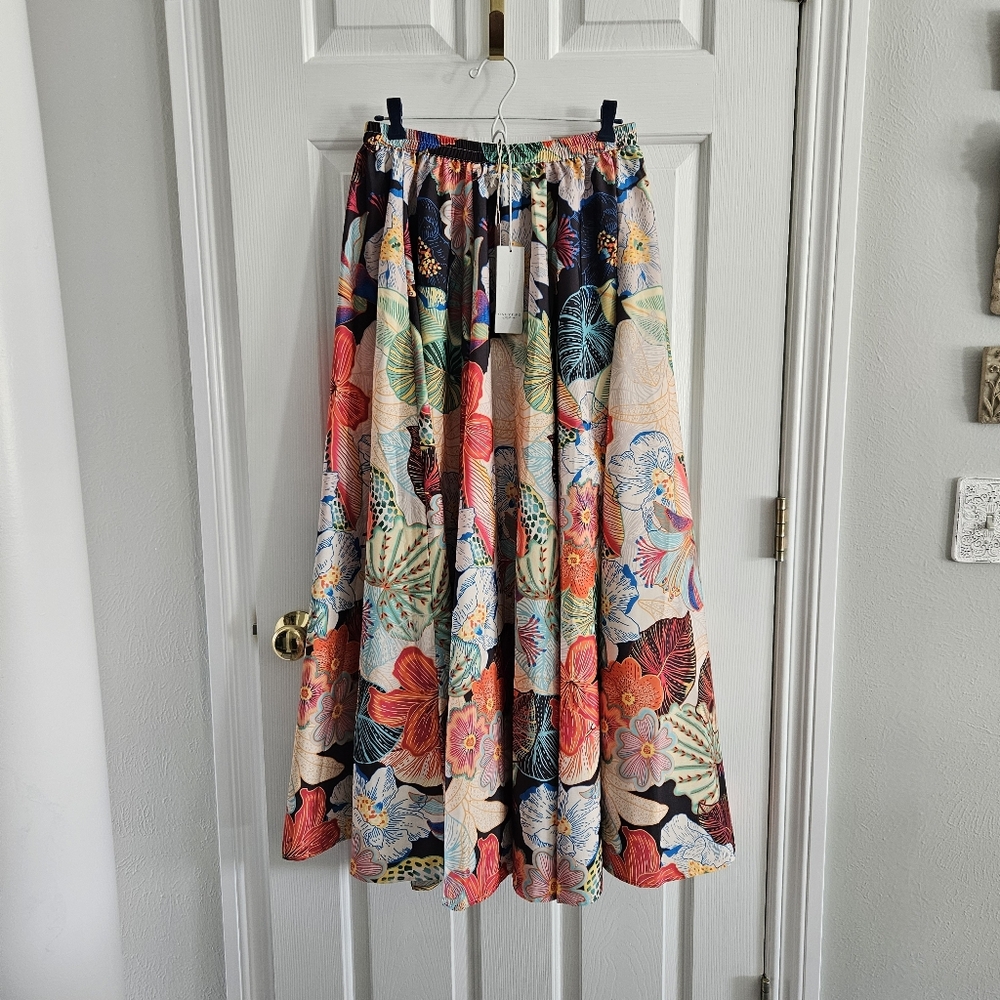 NWT Calypso St. Barth Floral/Tropical Print Flowy Full Circle Maxi Skirt